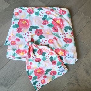 Copper Pearl Swaddling Blanket with matching hat